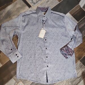 H2O Collection Gray Paisley Trim Shirt